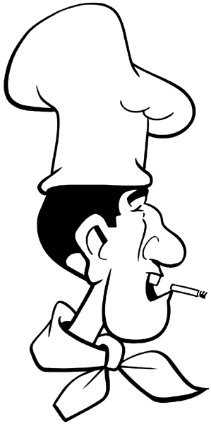 Chef with a cigarette vinyl sticker. Customize on line. Restaurants Bars Hotels 079-0430